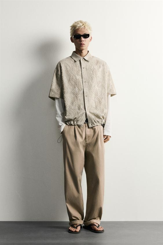 TEXTURED PRINT RELAXED FIT SHIRT - washed green by Zara - Image 0