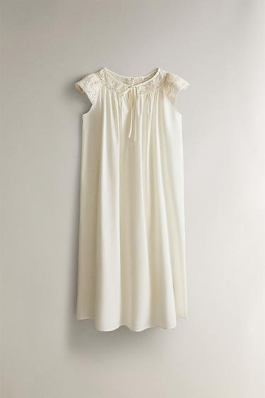 LACE COTTON NIGHTDRESS - Oyster-white by Zara