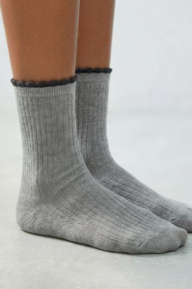 PACK OF TWO DOUBLE-EFFECT LONG SOCKS - Multicoloured by Zara