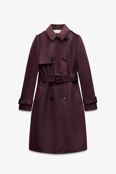 ZW COLLECTION WATER-REPELLENT TRENCH COAT - Burgundy by Zara