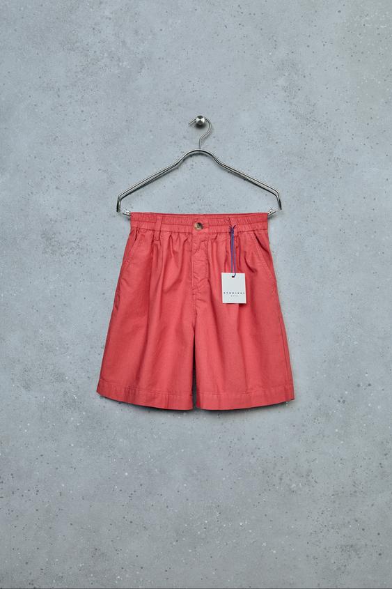 STORIESZ - POPLIN BERMUDA SHORTS WITH DARTS - Coral red by Zara - Image 0