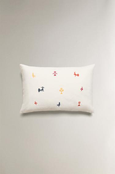 CUSHION COVER WITH MINI EMBROIDERY - Ecru by Zara - Image 0