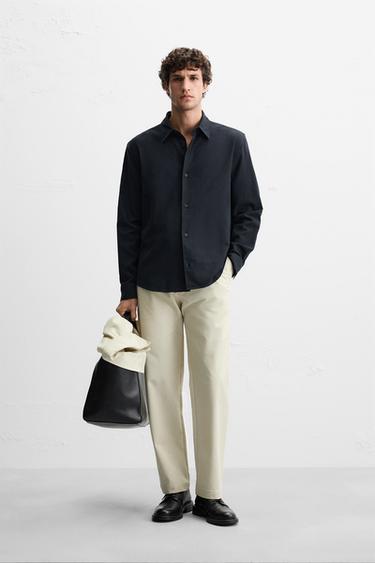 TEXTURED CREPE SHIRT - Navy blue by Zara - Image 0