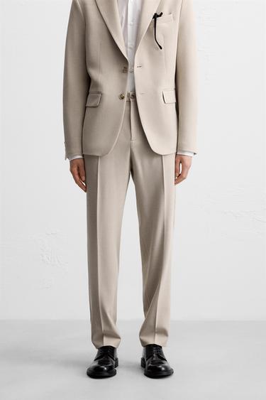SLIM FIT SUIT TROUSERS - Sand / Marl by Zara