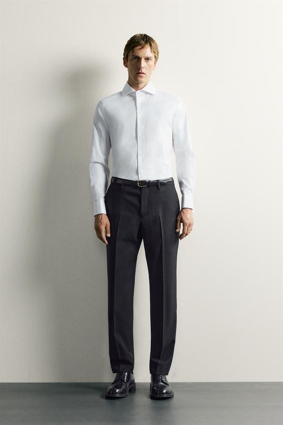 SLIM FIT SHIRT WITH BARREL CUFFS - White by Zara - Image 0