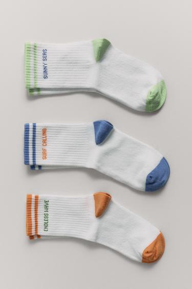3-PACK OF STRIPED AND TEXT SOCKS - White by Zara