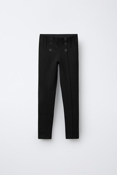 PONTE DI ROMA KNIT LEGGINGS WITH BUTTONS - Black by Zara - Image 0