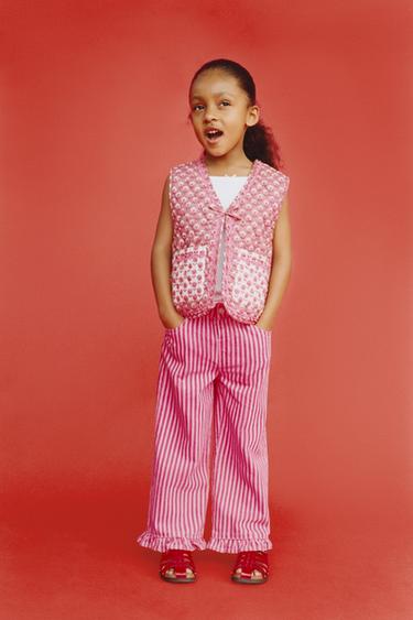 QUILTED GILET WITH FLORAL TIE - Mid-ecru by Zara