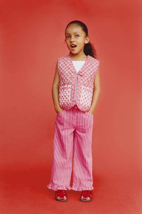 QUILTED GILET WITH FLORAL TIE - Mid-ecru by Zara - Image 0