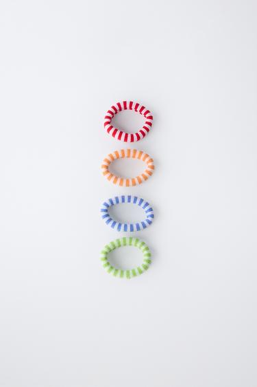 4-PACK OF STRIPED SCRUNCHIES - Multicoloured by Zara