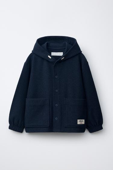 RUSTIC HOODED OVERSHIRT - Navy blue by Zara