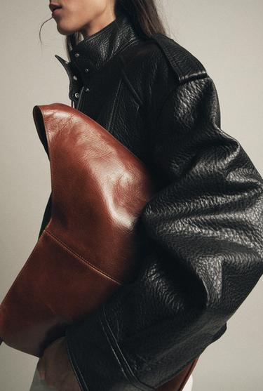 LEATHER BOMBER JACKET ZW COLLECTION LIMITED EDITION - Black by Zara