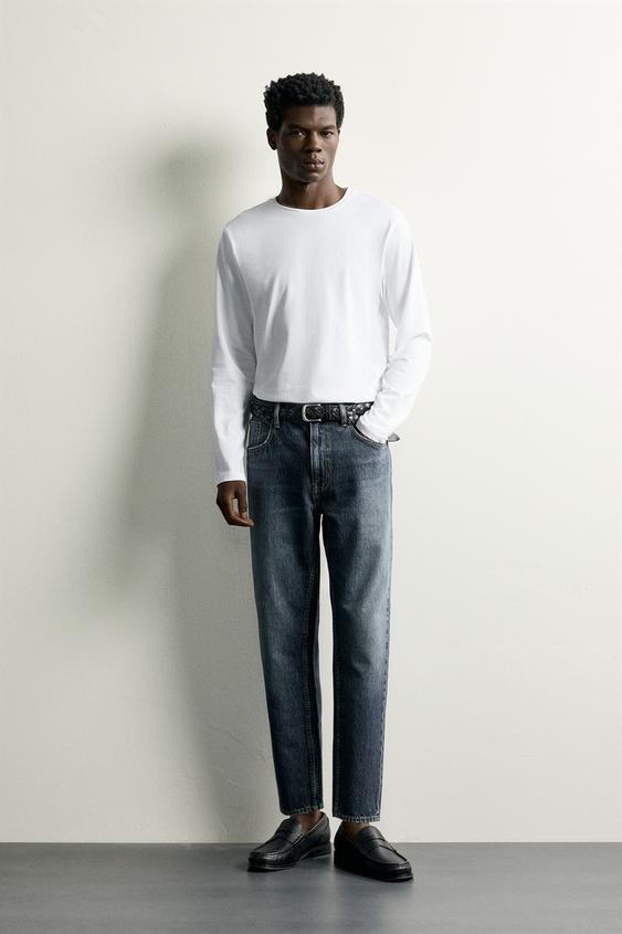 SLIM CROPPED FIT JEANS - Navy blue by Zara - Image 0