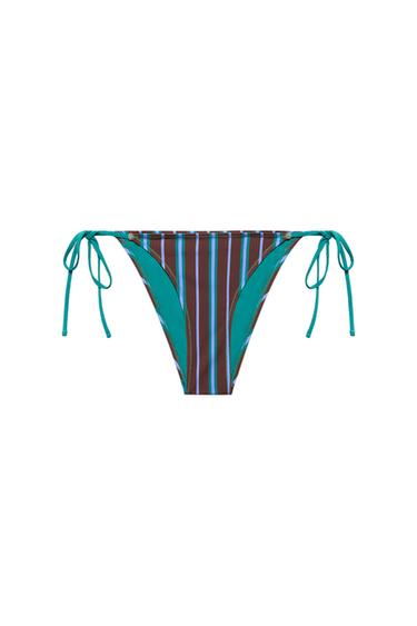 STRIPED BIKINI BOTTOMS WITH BOWS - Blue by Zara