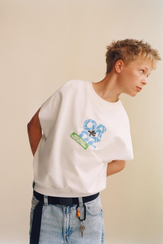 LOGO PRINT T-SHIRT - Oyster-white by Zara - Image 0
