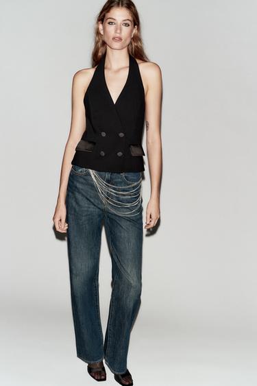 HALTER NECK TUXEDO WAISTCOAT - Black by Zara