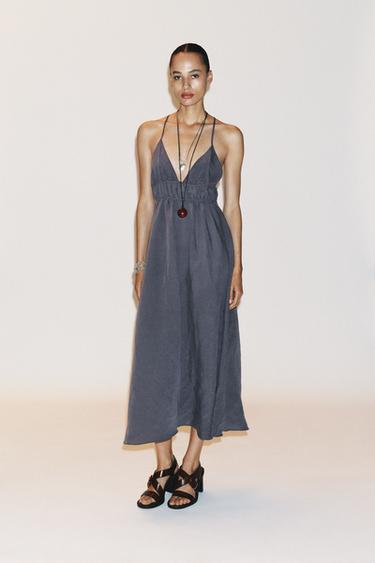 FLOWING MIDI DRESS - Charcoal grey by Zara