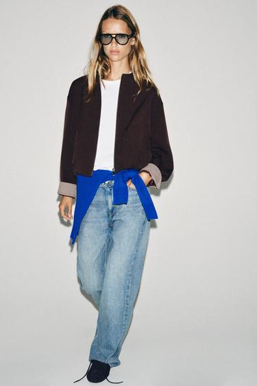 BOMBER JACKET WITH GATHERED HEM - Brown by Zara