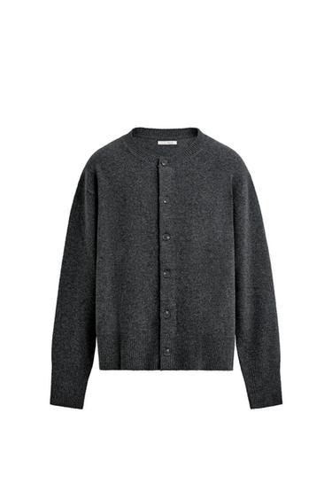 RELAXED FIT WOOL BLEND CARDIGAN - Grey by Zara