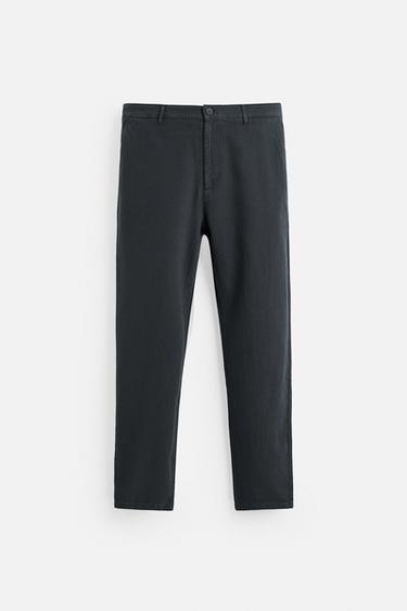COTTON - LINEN TROUSERS - Charcoal by Zara