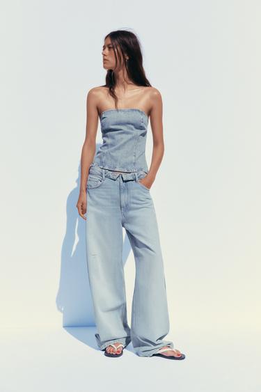 TRF DENIM BANDEAU TOP - Light blue by Zara - Image 0