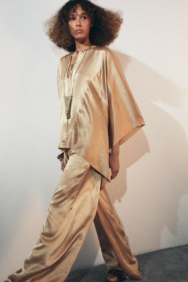 ZW COLLECTION SATIN CAPE SHIRT - Golden by Zara