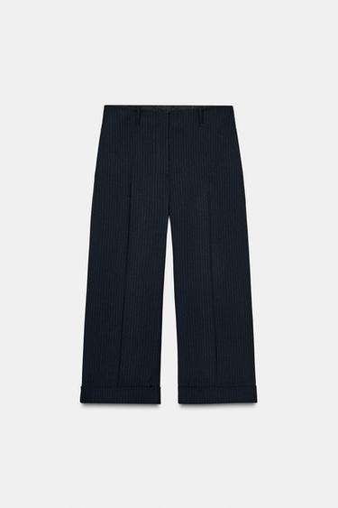 ZW COLLECTION PINSTRIPED TROUSERS - Navy blue by Zara