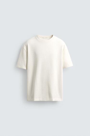 COMFORT SEERSUCKER T-SHIRT - Ecru by Zara