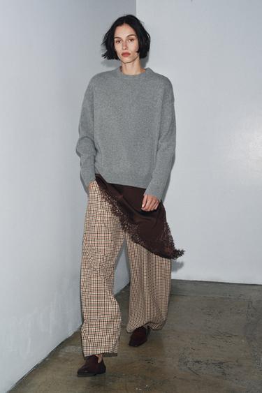 CASHMERE AND WOOL LONG SLEEVE JUMPER - Mid-grey by Zara