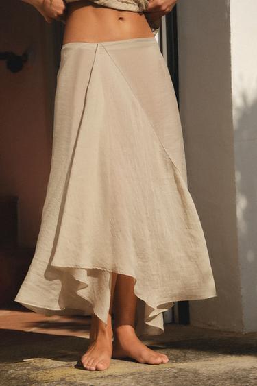 FLOWING SEMI-SHEER SKIRT - Light green by Zara