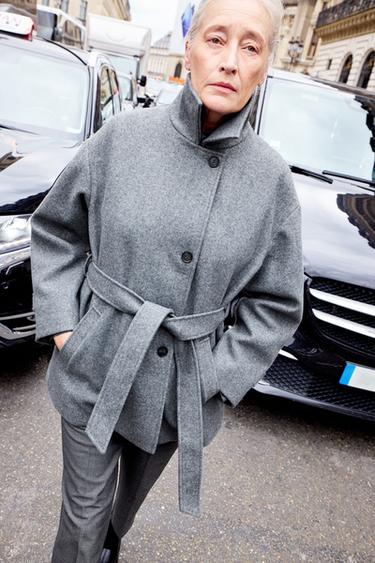 SOFT DOUBLE-POSITION COLLAR COAT - Grey by Zara