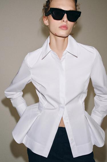 ZW COLLECTION POPLIN PEPLUM SHIRT - White by Zara
