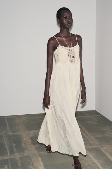 ZW COLLECTION CROCHET STRAPPY DRESS - Ecru by Zara