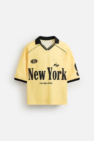 RETRO FOOTBALL PRINT POLO SHIRT - Light yellow by Zara