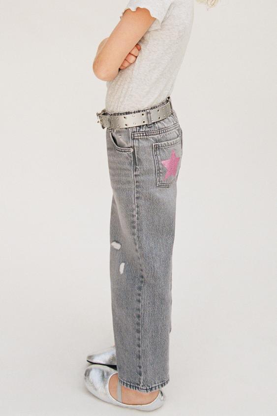 WIDE-LEG STAR AND HEART JEANS - Grey by Zara - Image 0