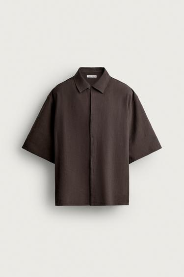 RELAXED FIT FLOWING SHIRT - Brown by Zara