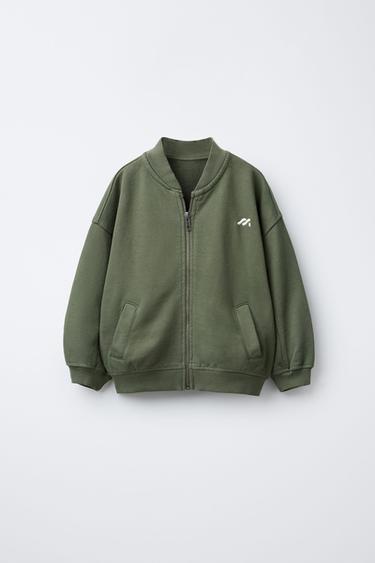 FLEECE LOGO BOMBER JACKET - Khaki by Zara