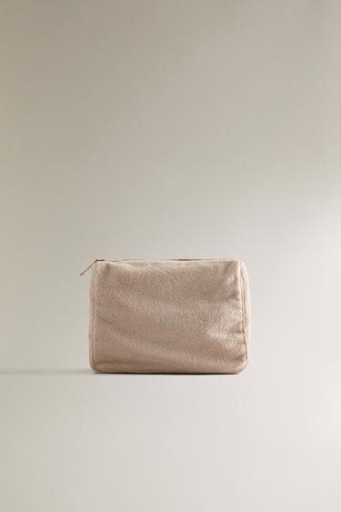 LARGE TERRY TOILETRY BAG - Ecru White by Zara