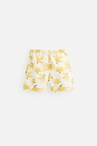 FLORAL PRINT LONG SWIMMING TRUNKS - Ecru by Zara