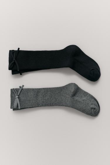TWO-PACK OF KNEE-HIGH SOCKS WITH BOW - Black by Zara