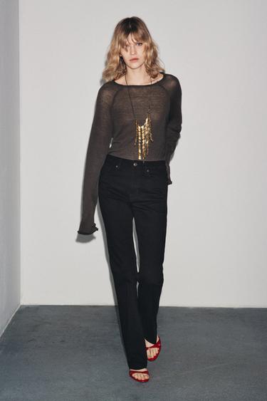 ZW COLLECTION BOOTCUT HIGH-WAIST JEANS - Black by Zara