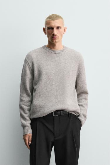 REGULAR FIT 100% WOOL JUMPER - Grey marl by Zara