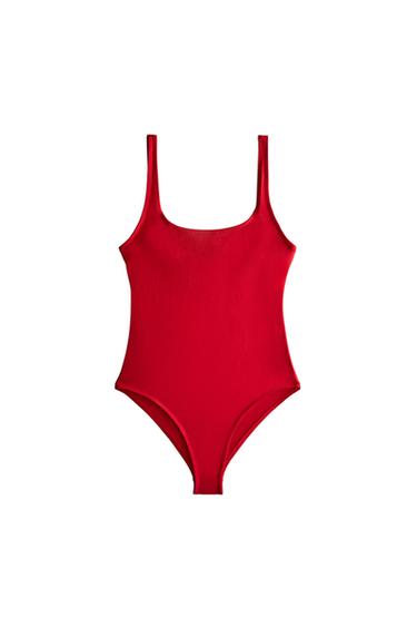 BEACH SWIMSUIT WITH WIDE STRAPS - Red by Zara