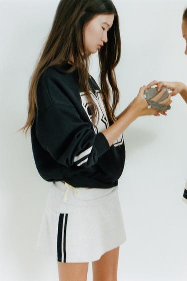 WRAP SKORT WITH SIDE TAPING - Grey marl by Zara