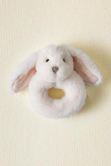 CHILDREN’S RABBIT SOFT TOY RATTLE - Light pink by Zara