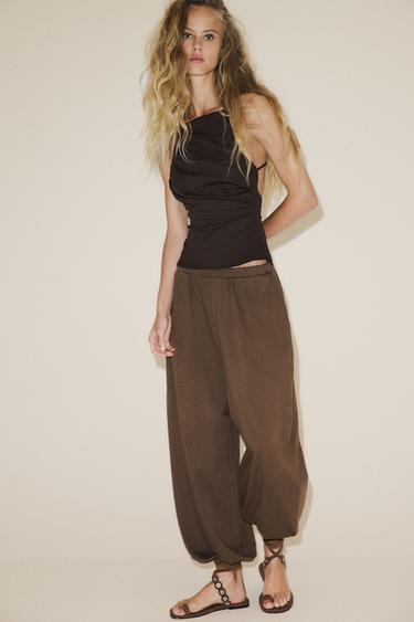 OPEN BACK PLEATED TOP - Dark brown by Zara - Image 0