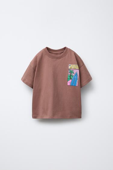 SURF PRINT T-SHIRT - Light brown by Zara - Image 0