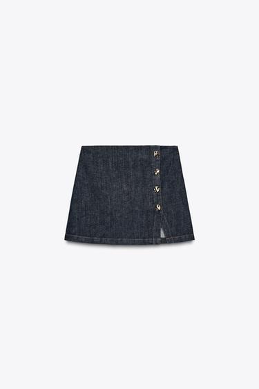 Z1975 DENIM SKORT WITH CROSSOVER BUTTONS - Blue by Zara