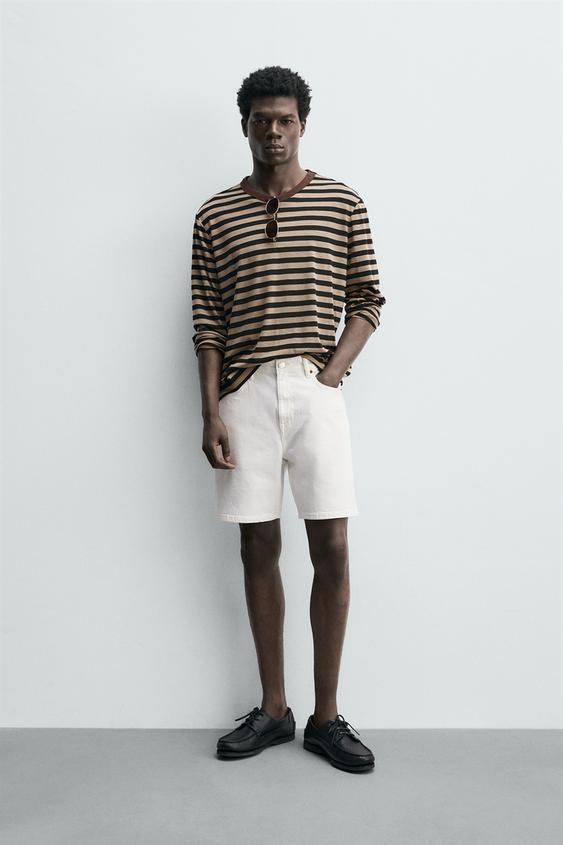 REGULAR FIT DENIM BERMUDA SHORTS - White by Zara - Image 0