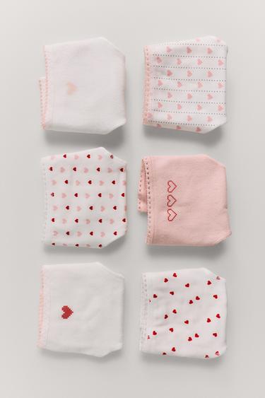 6-14 YEARS/ SIX-PACK OF HEART PRINT BRIEFS - Ecru by Zara